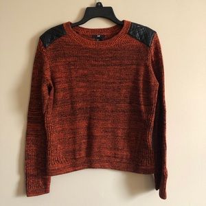 Rust sweater w/ Leather shoulders 🍂
